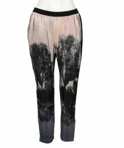 Brand new 🔔 Stella McCartney Pink And Black Crepe Tree Printed Trouser M For 👩 Women ❤️