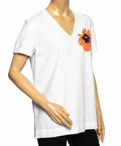 Deals ⭐ Stella McCartney White Cotton Embroidered Patch Top M For 👩 Women 🎉 -Stella McCartney Shop luxury women stella mccartney used clothes p605216 003