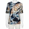 Buy ✔️ Stella McCartney Navy Blue Stretch Crepe Cat Print Blouse S For 👩 Women 🤩 -Stella McCartney Shop luxury women stella mccartney used clothes p606178 001