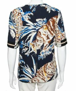 Buy ✔️ Stella McCartney Navy Blue Stretch Crepe Cat Print Blouse S For 👩 Women 🤩 -Stella McCartney Shop luxury women stella mccartney used clothes p606178 003