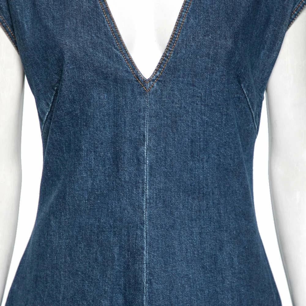 Top 10 ⌛ Stella McCartney Blue Denim V-Neck Midi 👗 Dress M For 👩 Women 😍 6 Top 10 ⌛ Stella McCartney Blue Denim V-Neck Midi 👗 Dress M For 👩 Women 😍 - Image 4
