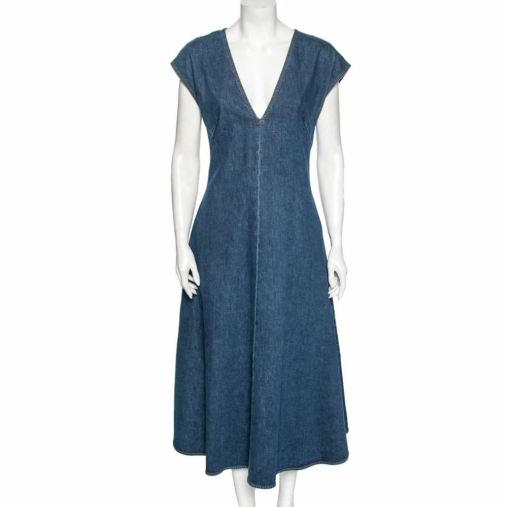 Top 10 ⌛ Stella McCartney Blue Denim V-Neck Midi 👗 Dress M For 👩 Women 😍 3 Top 10 ⌛ Stella McCartney Blue Denim V-Neck Midi 👗 Dress M For 👩 Women 😍