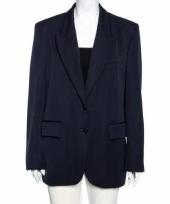 Discount ⭐ Stella McCartney Navy Blue Wool Single Breasted Blazer L For 👩 Women 👏