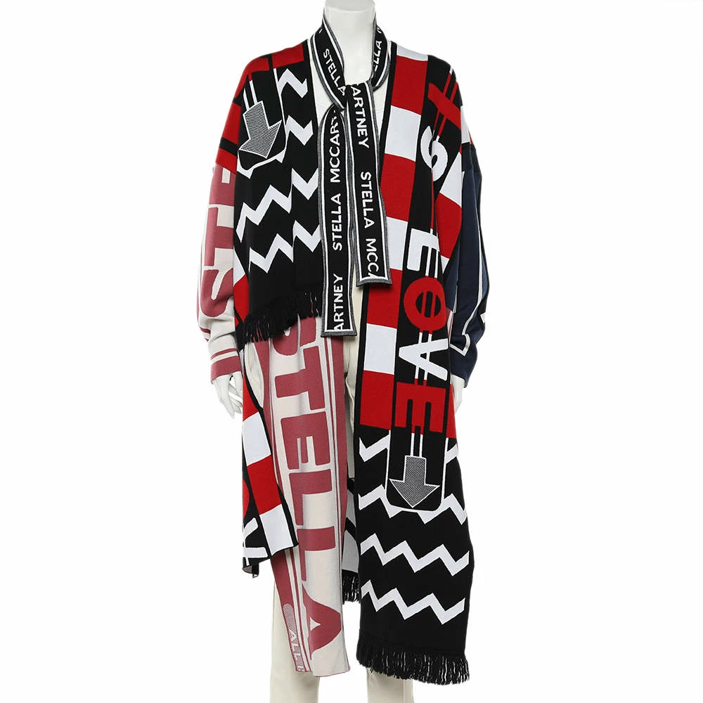Budget 🎉 Stella McCartney Multicolor All Is Love Patched Wool Belted Oversized Shrug S For 👩 Women 🎁 4 Budget 🎉 Stella McCartney Multicolor All Is Love Patched Wool Belted Oversized Shrug S For 👩 Women 🎁 - Image 2