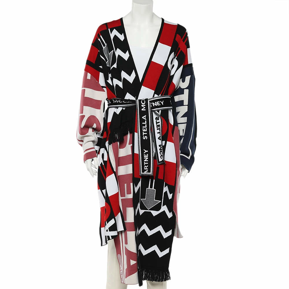 Budget 🎉 Stella McCartney Multicolor All Is Love Patched Wool Belted Oversized Shrug S For 👩 Women 🎁 3 Budget 🎉 Stella McCartney Multicolor All Is Love Patched Wool Belted Oversized Shrug S For 👩 Women 🎁