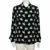 Flash Sale 😍 Stella McCartney Black Swan Printed Silk Button Front 👕 Shirt L For 👩 Women 💯