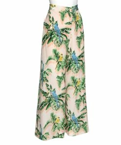 Promo 🛒 Stella McCartney Multicolor Parrot Printed Silk Wide Leg Pants L For 👩 Women 🛒 -Stella McCartney Shop luxury women stella mccartney used clothes p614097 002