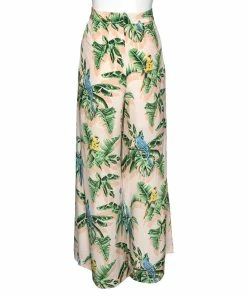 Promo 🛒 Stella McCartney Multicolor Parrot Printed Silk Wide Leg Pants L For 👩 Women 🛒 -Stella McCartney Shop luxury women stella mccartney used clothes p614097 003