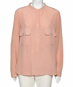 Discount 🎁 Stella McCartney Peach Silk Pocket Detail Blouse L For 👩 Women ⭐
