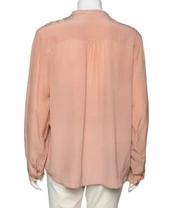 Discount 🎁 Stella McCartney Peach Silk Pocket Detail Blouse L For 👩 Women ⭐ -Stella McCartney Shop luxury women stella mccartney used clothes p614109 004