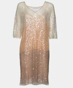 Best deal ๐ Stella McCartney Beige Ombre Sequin Embellished Tulle Short ๐ Dress M For ๐ฉ Women โ๏ธ