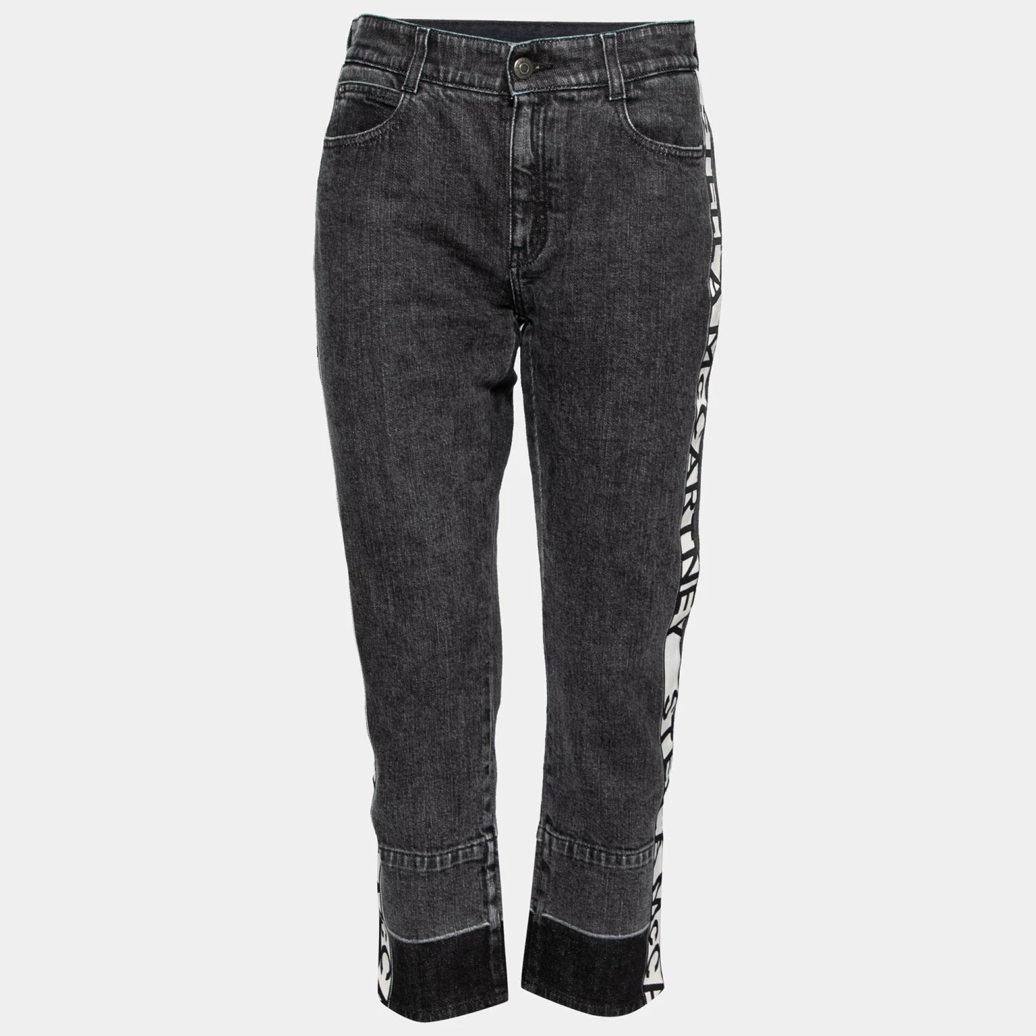 Brand new 🤩 Stella McCartney Grey Denim Side Panel Logo Pants M For 👩 Women 🌟 3 Brand new 🤩 Stella McCartney Grey Denim Side Panel Logo Pants M For 👩 Women 🌟