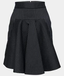 Best Sale 👏 Stella McCartney Black Cotton Striped Flared Mini 👗 Skirt S For 👩 Women 🔥