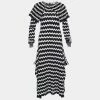Deals 😀 Stella McCartney Monochrome Patterned Wool Knit Draped 👗 Dress M For 👩 Women 😉