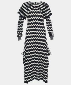 Deals 😀 Stella McCartney Monochrome Patterned Wool Knit Draped 👗 Dress M For 👩 Women 😉