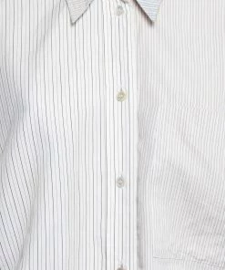 New ✨ Stella McCartney White Striped Cotton Contrast Rib Knit Trim 👕 Shirt M For 👩 Women ❤️ -Stella McCartney Shop luxury women stella mccartney used clothes p645585 002