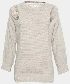 Cheapest ✔️ Stella McCartney Beige Knit Linen Paneled Cut-Out Detail Jumper XXS For 👩 Women 💯