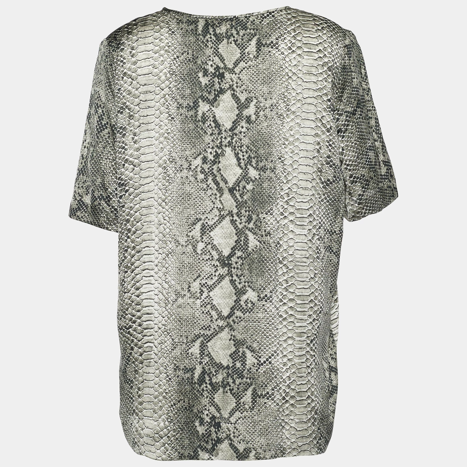 Best deal 🎉 Stella McCartney Grey Snakeskin Print Silk Blouse M For 👩 Women ✨ 4 Best deal 🎉 Stella McCartney Grey Snakeskin Print Silk Blouse M For 👩 Women ✨ - Image 2
