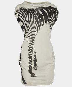 Flash Sale 🧨 Stella McCartney Ivory Zebra Print Cotton Round Neck Top S For 👩 Women 🔔