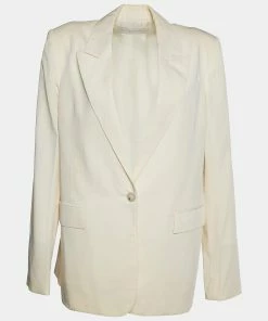 Hot Sale 😉 Stella McCartney Cream Wool Single Breasted Blazer M For 👩 Women 😀
