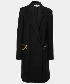 Flash Sale ✨ Stella McCartney Black Wool Chain Embellished 🧥 Coat L For 👩 Women 👍