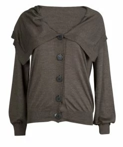 Promo ⭐ Stella Mccartney Brown Cashmere Draped Collar Buttondown Cardigan M For 👩 Women 💯