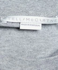 Coupon ⭐ Stella McCartney Grey Shark Print Melange Cotton Crew Neck T-Shirt M For 👩 Women ⌛ -Stella McCartney Shop luxury women stella mccartney used clothes p678009 005