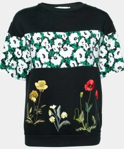 Promo 🌟 Stella McCartney Black Floral Print & Embroidered Top S For 👩 Women 🤩