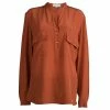Top 10 💯 Stella McCartney Brick Orange Long Sleeve Silk Blouse L For 👩 Women ✨