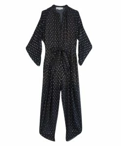 Hot Sale ✔️ Stella McCartney Navy Blue Metallic Clip Dot Long Sleeve Jumpsuit M For 👩 Women 🎉