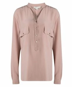 Best Sale ✔️ Stella McCartney Blush Pink Mandarin Collar Silk 👚 Shirt L For 👩 Women 😀