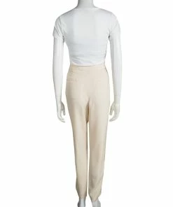 Discount 🤩 Stella McCartney Beige Satin Side Panel Detail Tailored Trousers M For 👩 Women 🎉 -Stella McCartney Shop luxury women stella mccartney used clothes p93423 0003