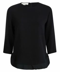 Best Pirce 🔥 Stella McCartney Black Ruffle Bottom Long Sleeve Top S For 👩 Women 🎁