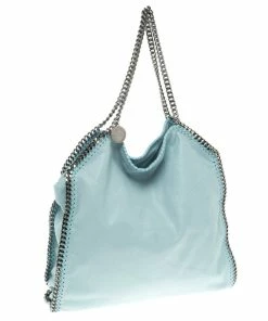 Promo 😍 Stella McCartney Powdered Blue Faux Leather Falabella Tote For 👩 Women ❤️ -Stella McCartney Shop luxury women stella mccartney used handbags p101082 003