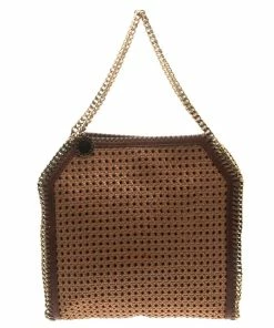 Cheapest 🔥 Stella McCartney Brown Wicker Faux Leather Small Falabella Bag For 👩 Women 😀