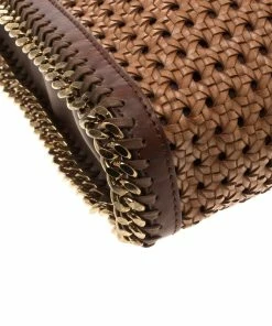 Cheapest 🔥 Stella McCartney Brown Wicker Faux Leather Small Falabella Bag For 👩 Women 😀 -Stella McCartney Shop luxury women stella mccartney used handbags p106924 010