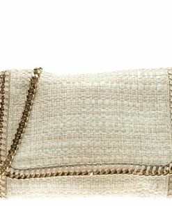 Cheapest ๐ Stella McCartney Light Beige Woven Glitter Fabric Falabella Shoulder Bag For ๐ฉ Women โ