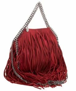 Budget 👏 Stella McCartney Red Faux Leather Mini Falabella Fringe Tote For 👩 Women ❤️ -Stella McCartney Shop luxury women stella mccartney used handbags p109368 003 scaled