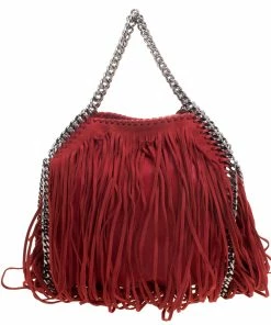 Budget 👏 Stella McCartney Red Faux Leather Mini Falabella Fringe Tote For 👩 Women ❤️ -Stella McCartney Shop luxury women stella mccartney used handbags p109368 004 scaled