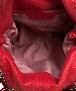 Budget 👏 Stella McCartney Red Faux Leather Mini Falabella Fringe Tote For 👩 Women ❤️ -Stella McCartney Shop luxury women stella mccartney used handbags p109368 007 scaled