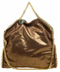 Hot Sale 💯 Stella McCartney Metallic Gold Faux Leather Small Falabella Tote For 👩 Women 🧨