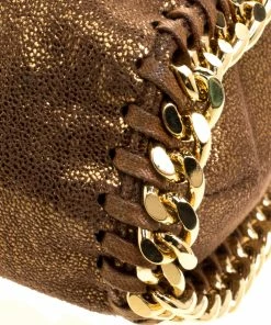 Hot Sale 💯 Stella McCartney Metallic Gold Faux Leather Small Falabella Tote For 👩 Women 🧨 -Stella McCartney Shop luxury women stella mccartney used handbags p110968 012