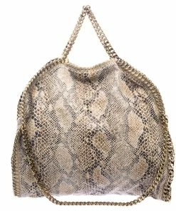 Best deal 👏 Stella McCartney Beige Faux Python Small Falabella Tote For 👩 Women 🧨
