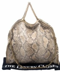 Best deal 👏 Stella McCartney Beige Faux Python Small Falabella Tote For 👩 Women 🧨 -Stella McCartney Shop luxury women stella mccartney used handbags p119297 009