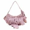 Wholesale 👍 Stella McCartney Pink Faux Suede Pleated Shoulder Bag For 👩 Women ⌛