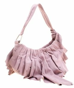 Wholesale 👍 Stella McCartney Pink Faux Suede Pleated Shoulder Bag For 👩 Women ⌛ -Stella McCartney Shop luxury women stella mccartney used handbags p123254 003