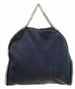 Budget 🔔 Stella McCartney Blue Corduroy Small Falabella Tote For 👩 Women 🤩 -Stella McCartney Shop luxury women stella mccartney used handbags p123376 004