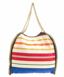 Top 10 👍 Stella McCartney Multicolor Striped Canvas Small Falabella Tote For 👩 Women 🎁 -Stella McCartney Shop luxury women stella mccartney used handbags p125712 0004