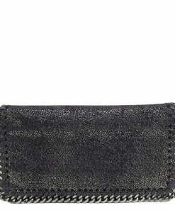 New ✔️ Stella McCartney Black Shaggy Deer Faux-Leather Falabella Continental Wallet For 👩 Women ⭐