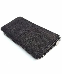 New ✔️ Stella McCartney Black Shaggy Deer Faux-Leather Falabella Continental Wallet For 👩 Women ⭐ -Stella McCartney Shop luxury women stella mccartney used handbags p125815 003